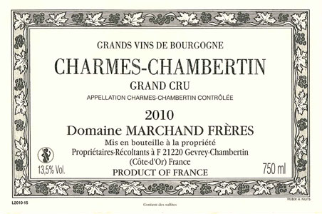 Charmes Chambertin Grand Cru - Domaine Marchand Frères Gevrey Chambertin