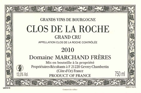 Clos de la Roche Grand Cru - Domaine Marchand Frères Gevrey Chambertin